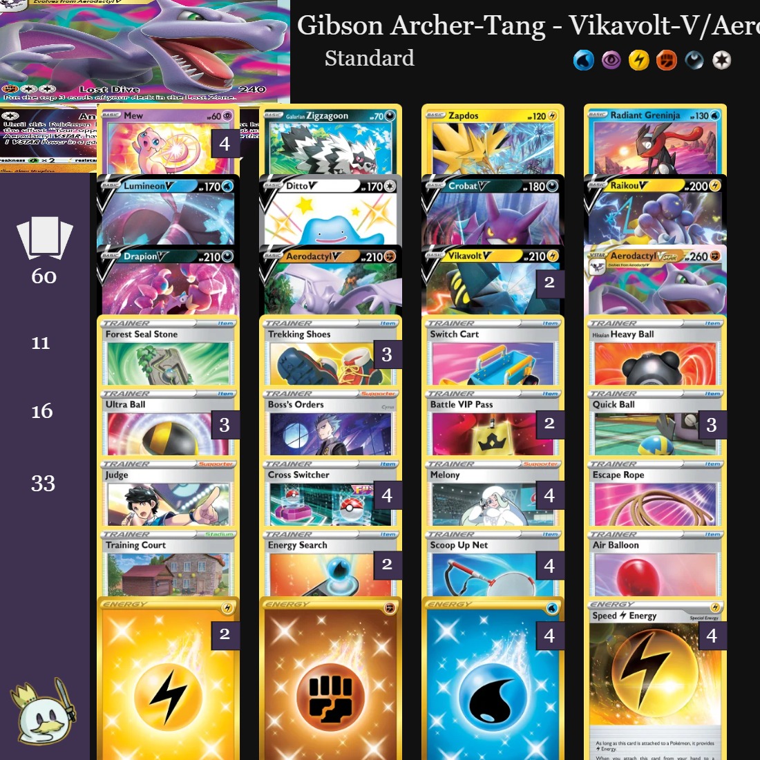 Deck Pokémon Lutador c/ Aerodactyl V e V Astro